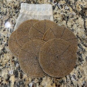 Holiday Gift - Set of Beaded Coasters with Pouch